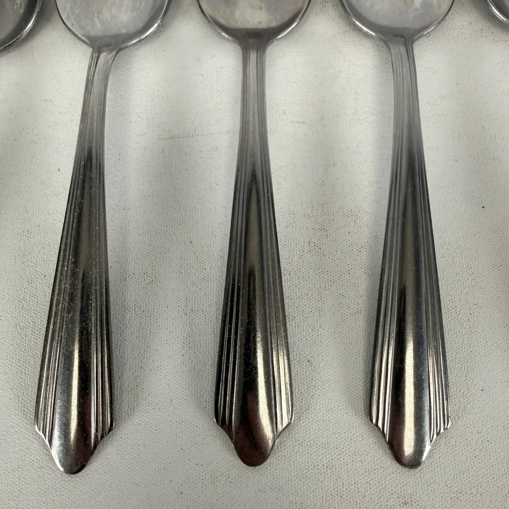 WBW WB/W Wallace Bros Wallingford Stainless Steel WBW Teapoon Set of 5